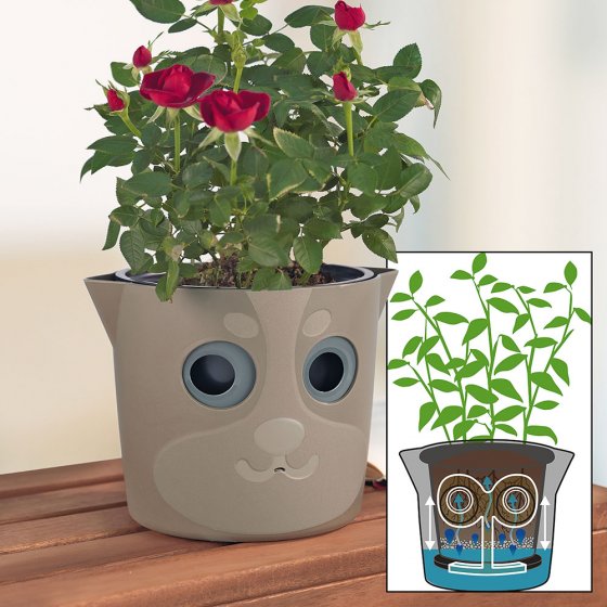 Pot de fleur en plastique, Set de 4, Pot de plante rond avec système  d'arrosage pour