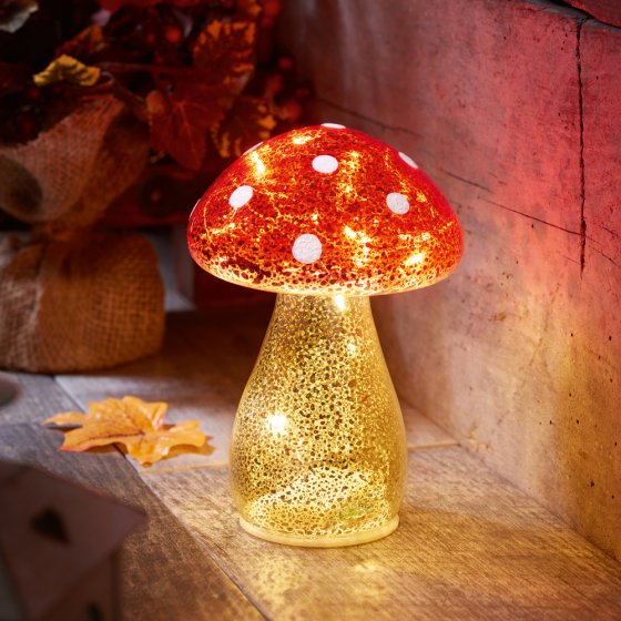 Champignons de verre illuminés, lot de 2 