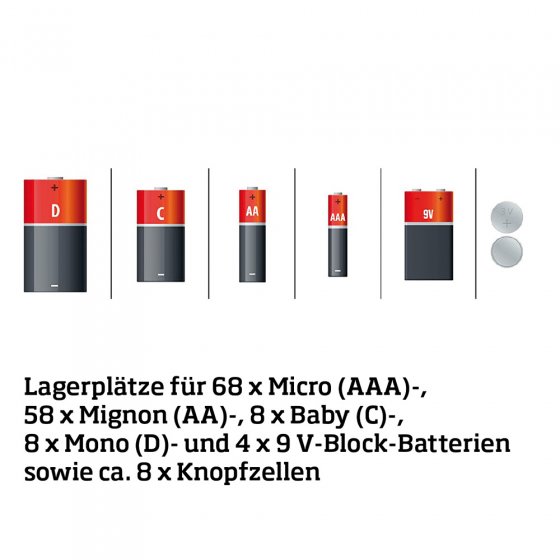 XXL-batterijbewaardoos met tester 